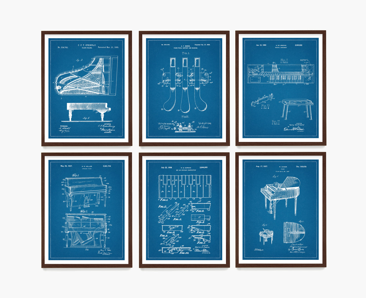 Piano Patent Wall Art, Music Poster, Steinway Piano Patent