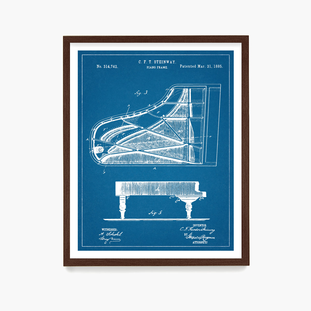 Steinway Piano Patent Poster, Music Wall Art