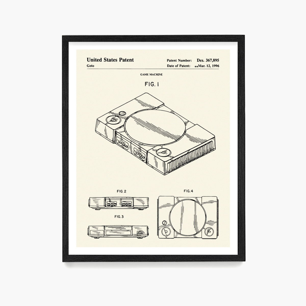 Playstation Console Patent Poster, Video Game Wall Art
