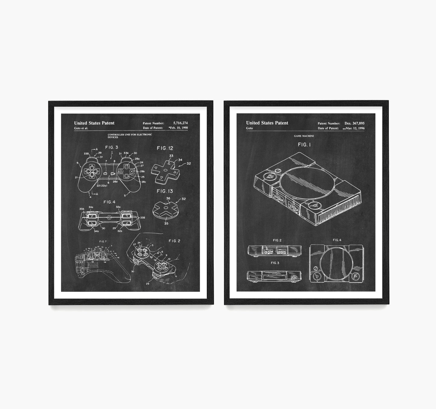 Playstation Video Game Patent Wall Art, Video Game Console Controller Poster