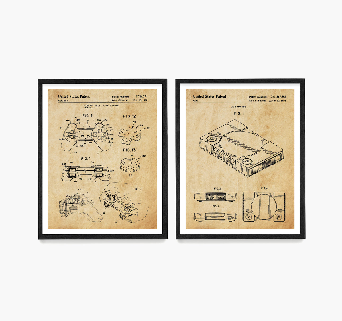 Playstation Video Game Patent Wall Art, Video Game Console Controller Poster