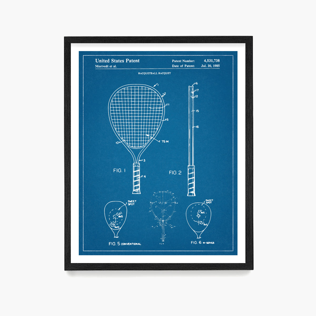 Racquetball Racket Patent Poster, Racquetball Wall Art