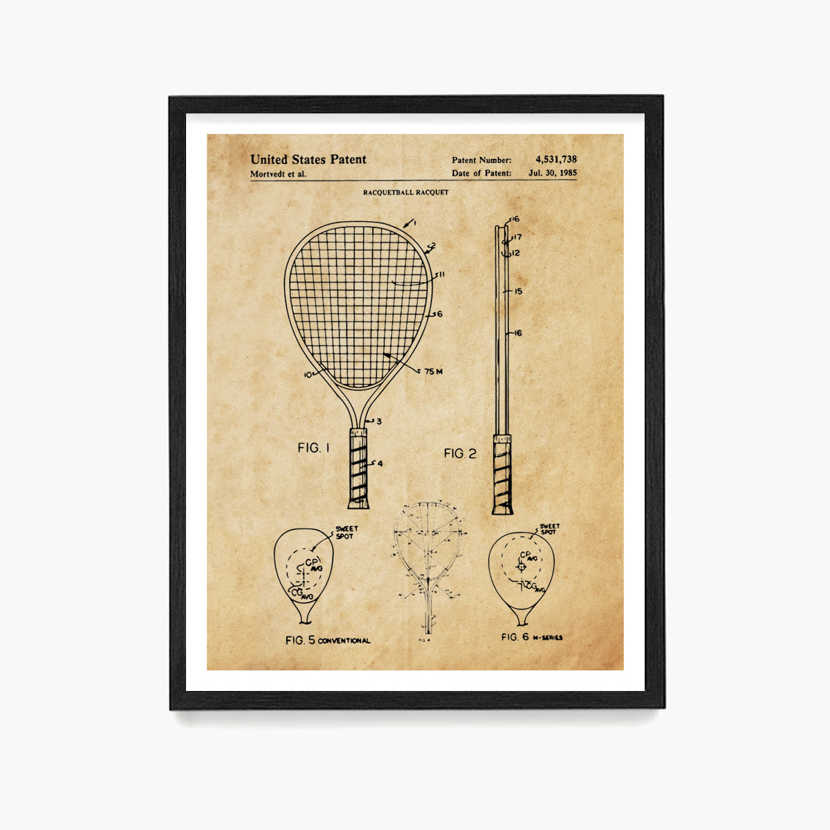 Racquetball Racket Patent Poster, Racquetball Wall Art