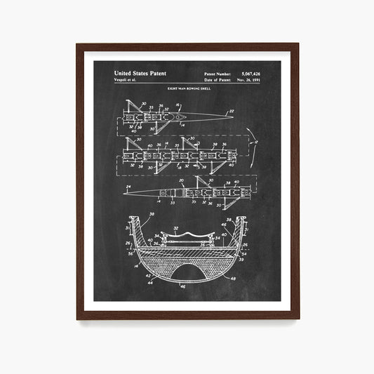 Crew Rowing 8 Man Shell Patent Poster, Sculling Wall Art
