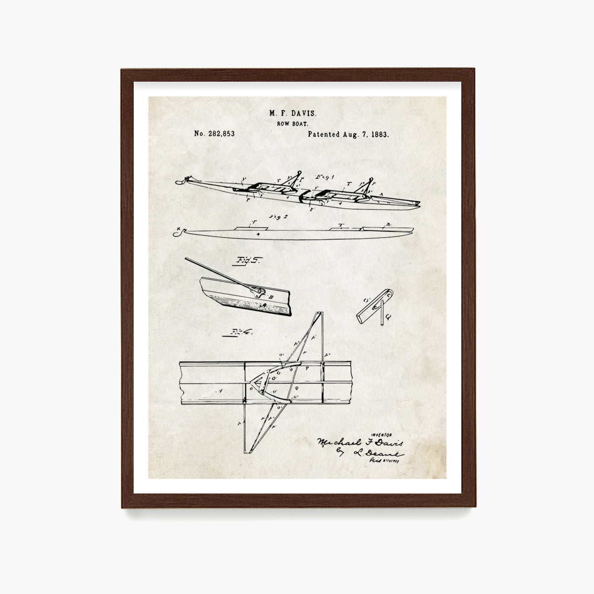 Crew Rowing Boat Patent Poster, Sculling Wall Art