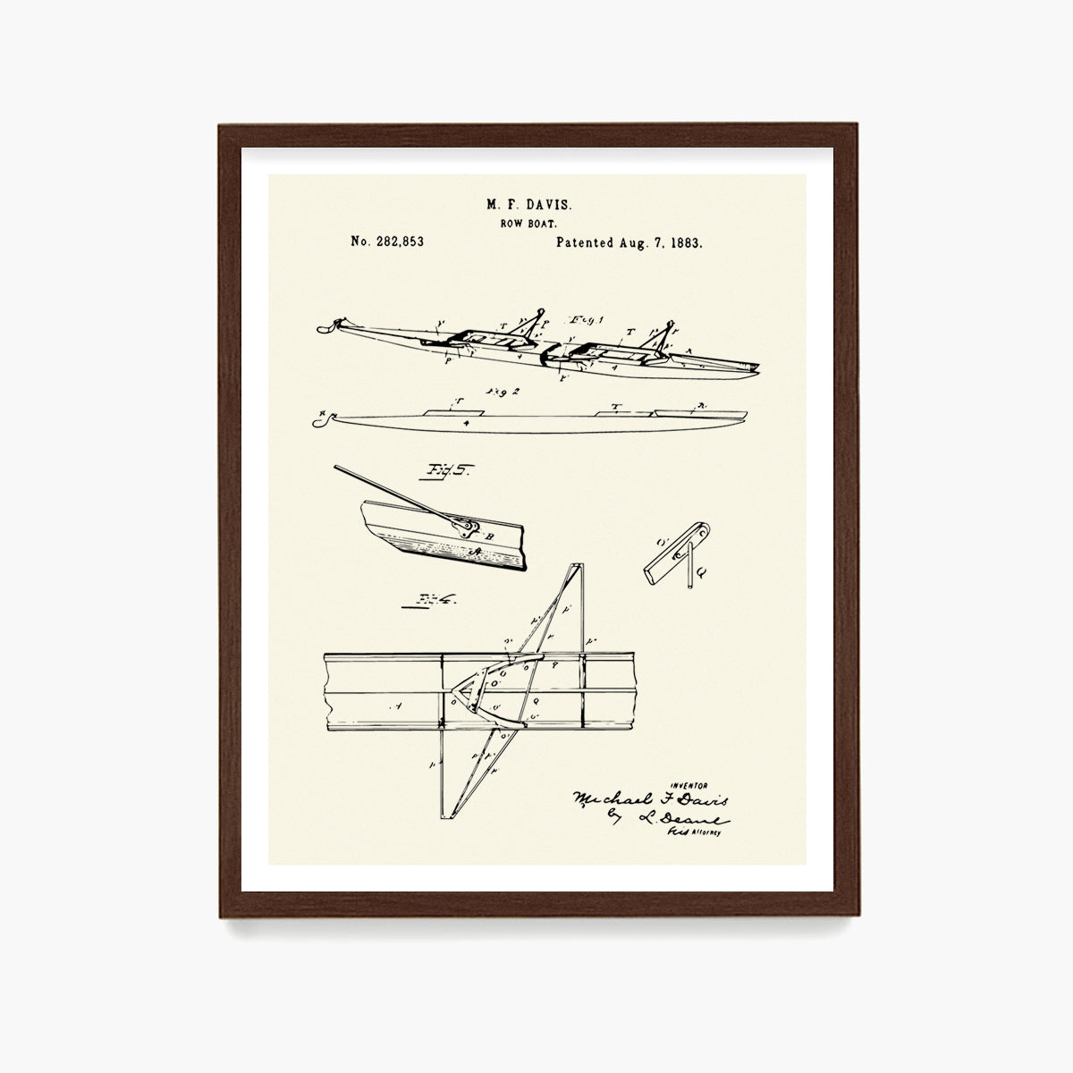 Crew Rowing Boat Patent Poster, Sculling Wall Art