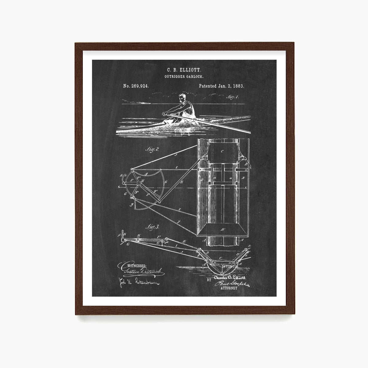 Crew Rowing Patent Poster, Sculling Wall Art