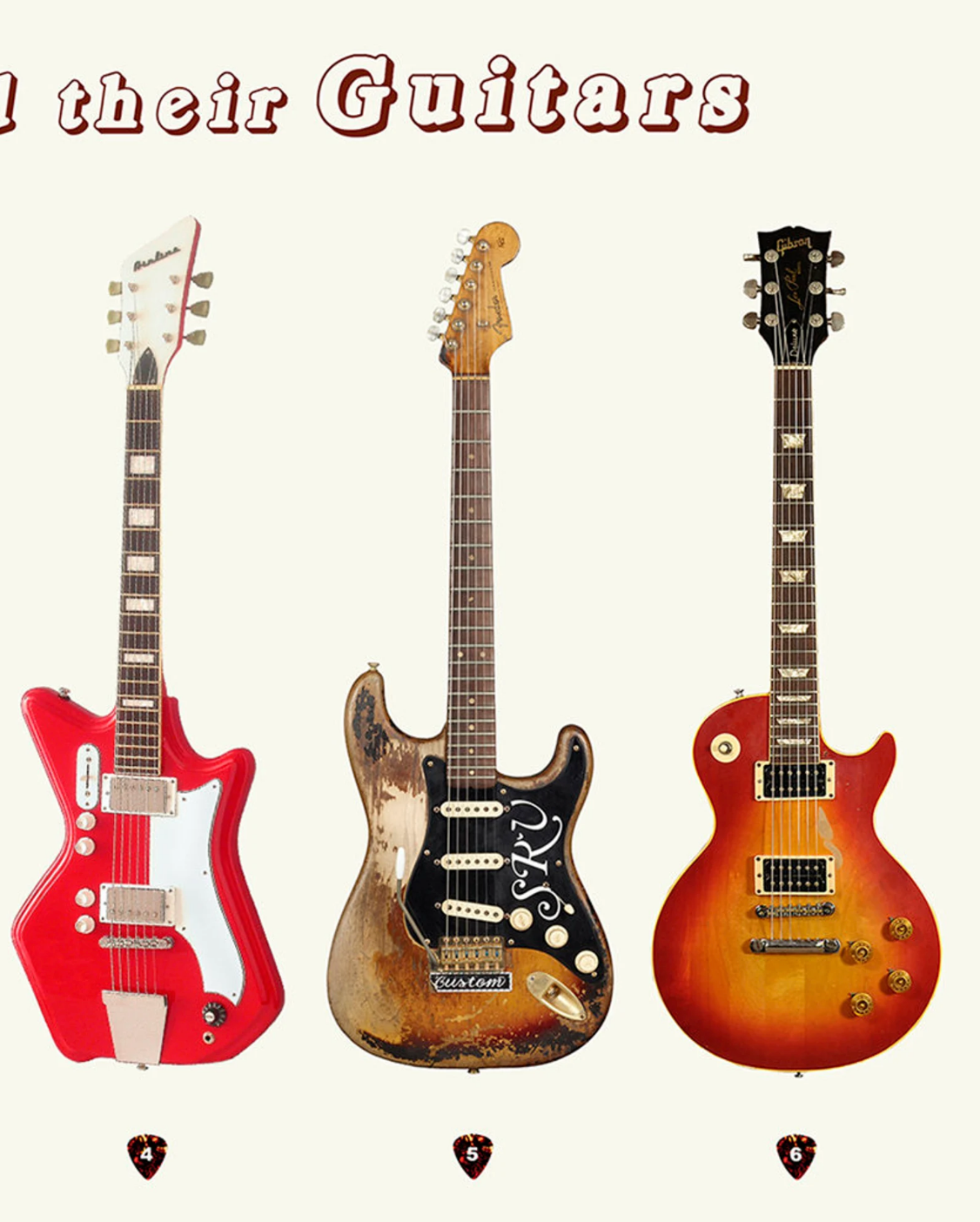 Guitar Poster, Rock Stars and their Guitars, Music Wall Art