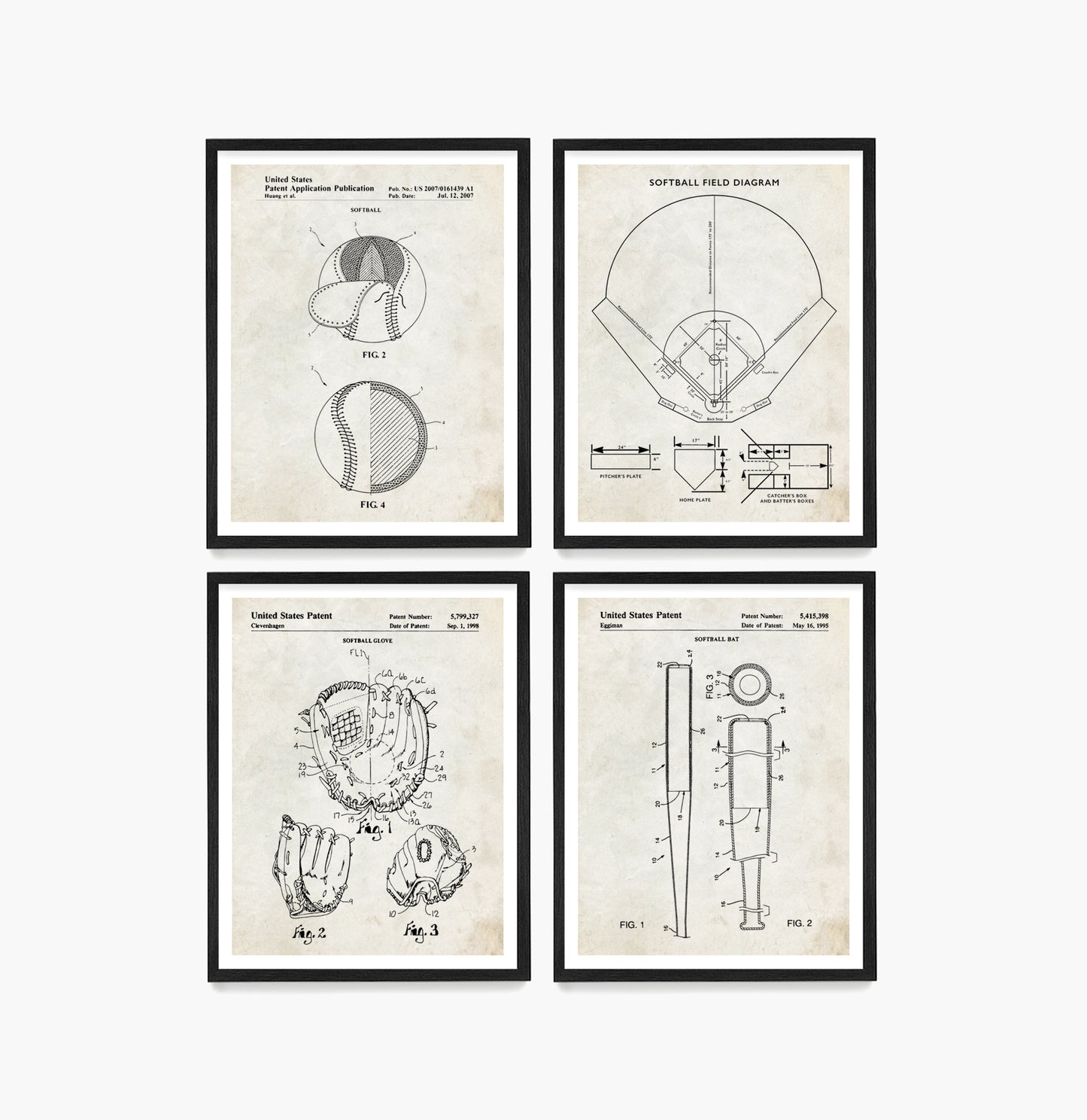 Softball Patent Poster, Softball Wall Art