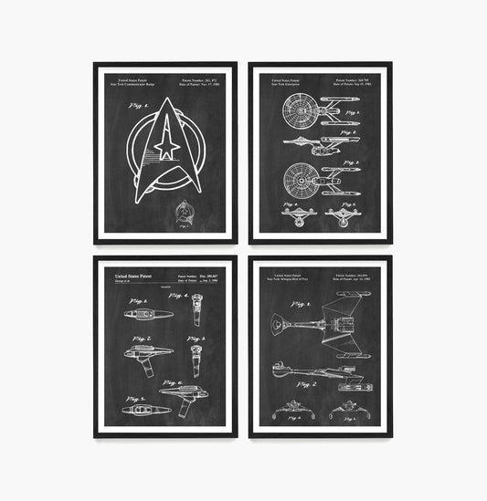 Star Trek Patent Wall Art, Star Trek Posters, Sci Fi Decor