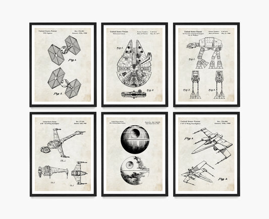 Star Wars Patent Wall Art Poster Set, Sci Fi Decor
