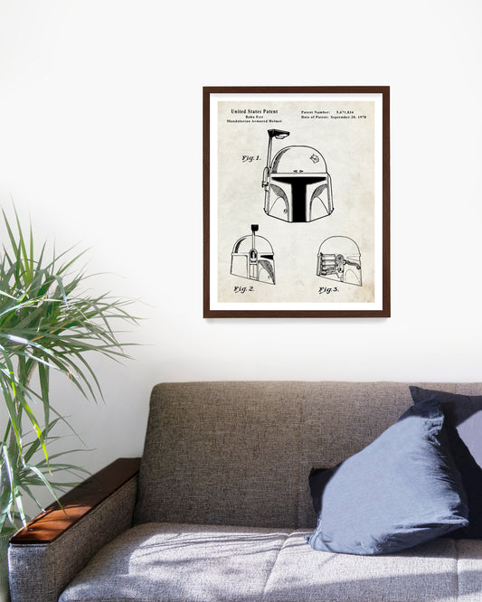 Star Wars Boba Fett Patent Poster, Star Wars Mandalorian Patent Wall Art