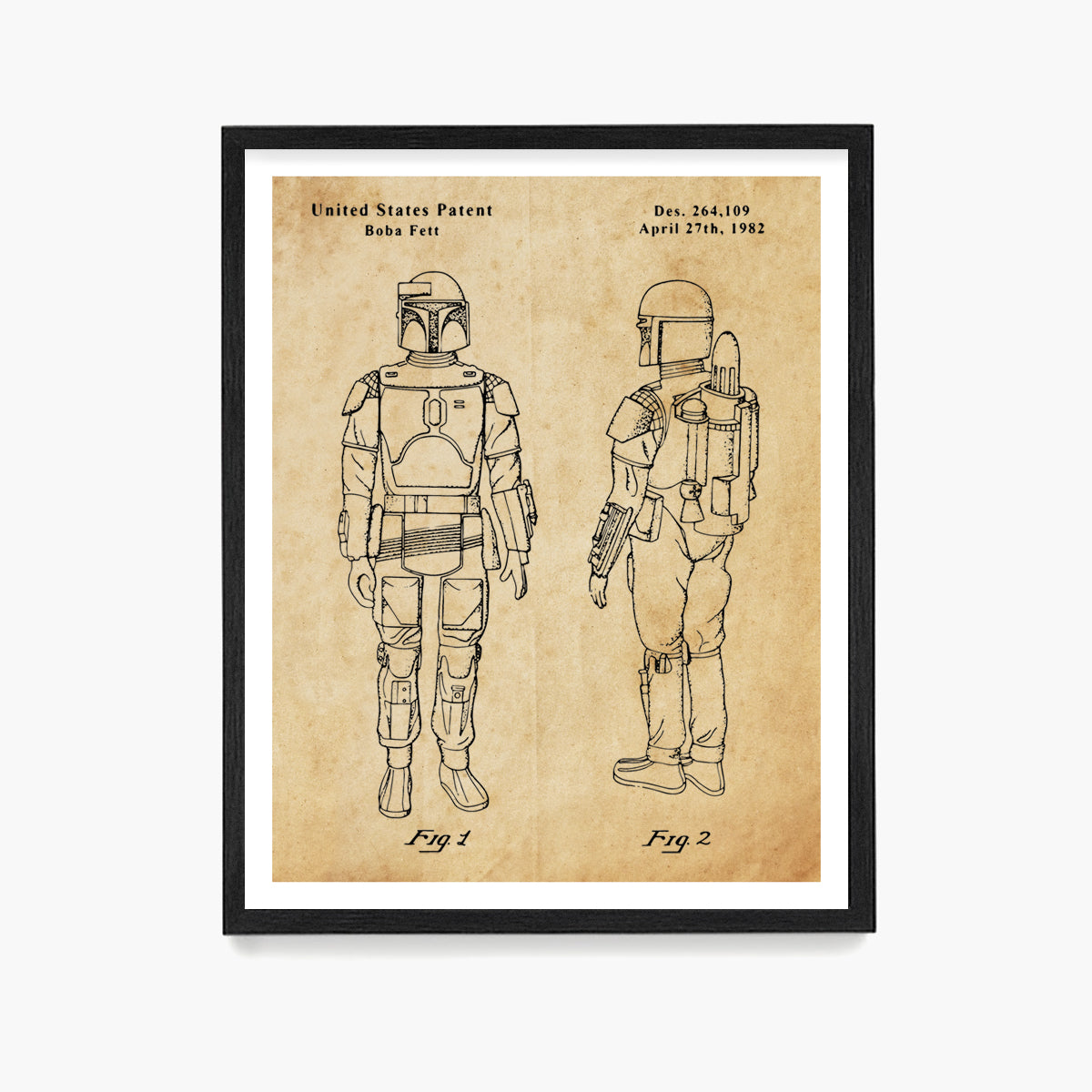 Star Wars Boba Fett Patent Poster,  Mandalorian Patent Wall Art