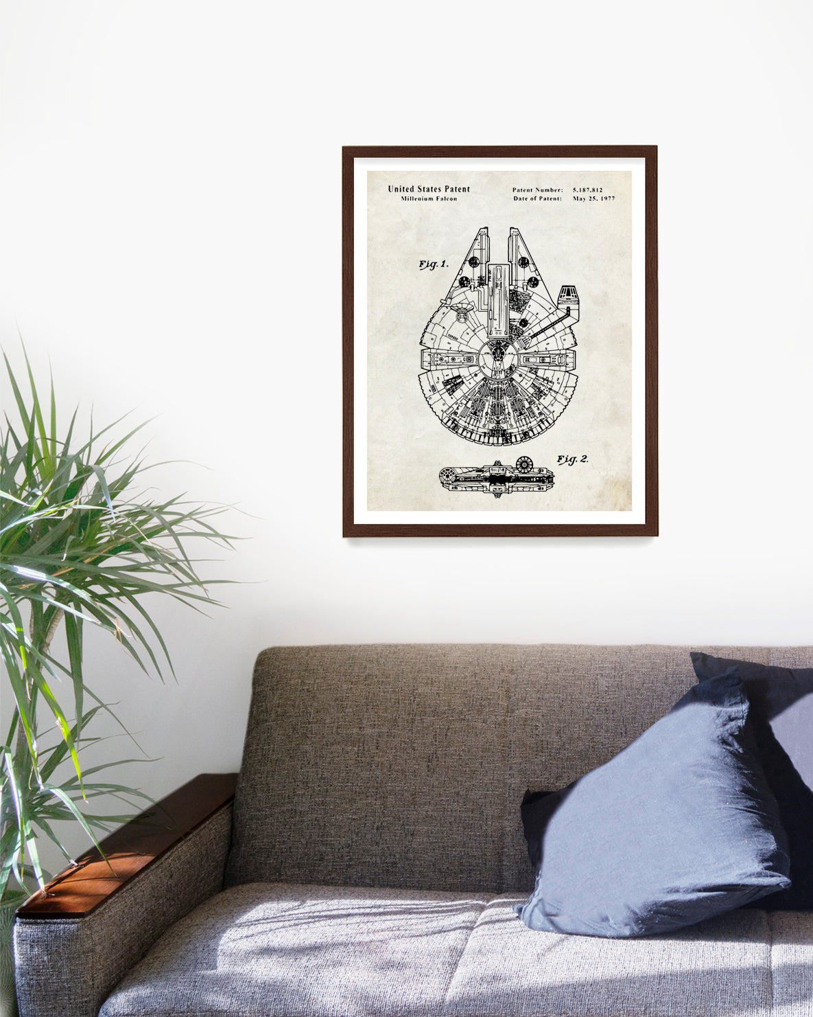 Millenium Falcon Patent Poster, Star Wars Patent Wall Art