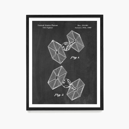 Tie Fighter Patent Poster, Star Wars Patent Wall Art