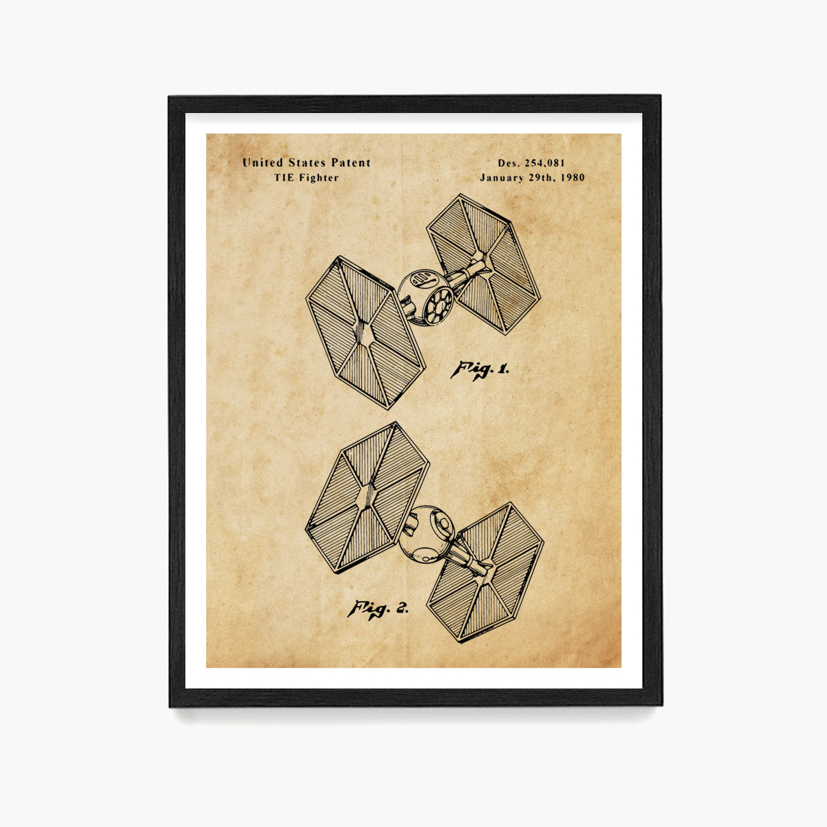 Tie Fighter Patent Poster, Star Wars Patent Wall Art