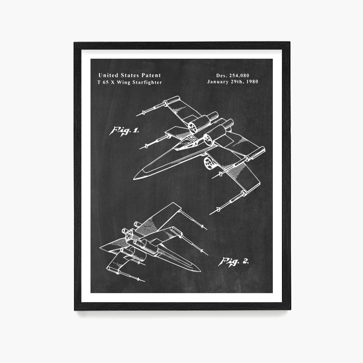 X Wing Patent Poster, Star Wars Patent Wall Art
