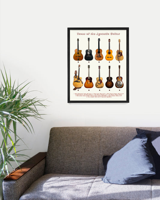 Acoustic Guitar Poster, Icons of the Acoustic Guitar, Music Wall Art