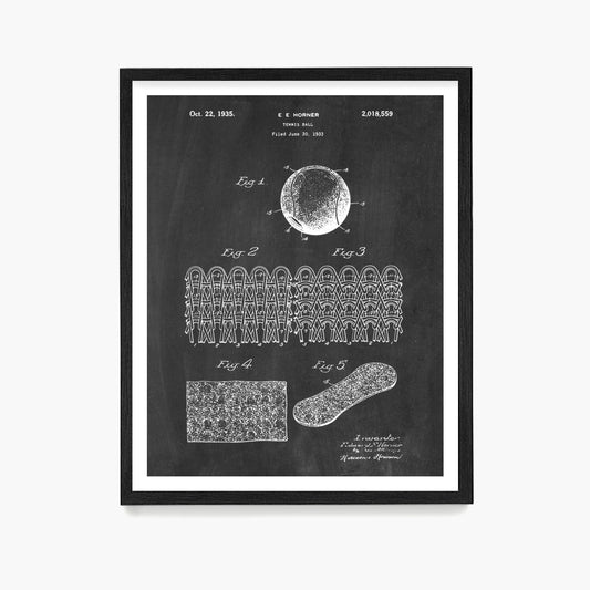 Tennis Court Ball Patent Poster, Tennis Wall Art