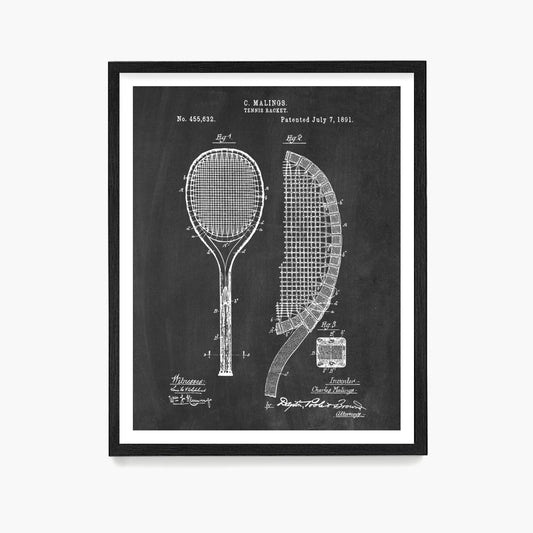 Tennis Racket Patent Poster, Tennis Wall Art