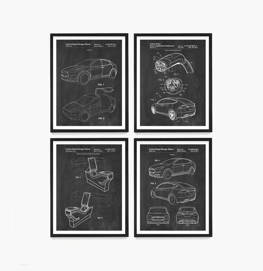 Tesla Car Patent Wall Art, Tesla Posters