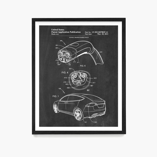 Tesla Car Patent Poster, Automobile Wall Art