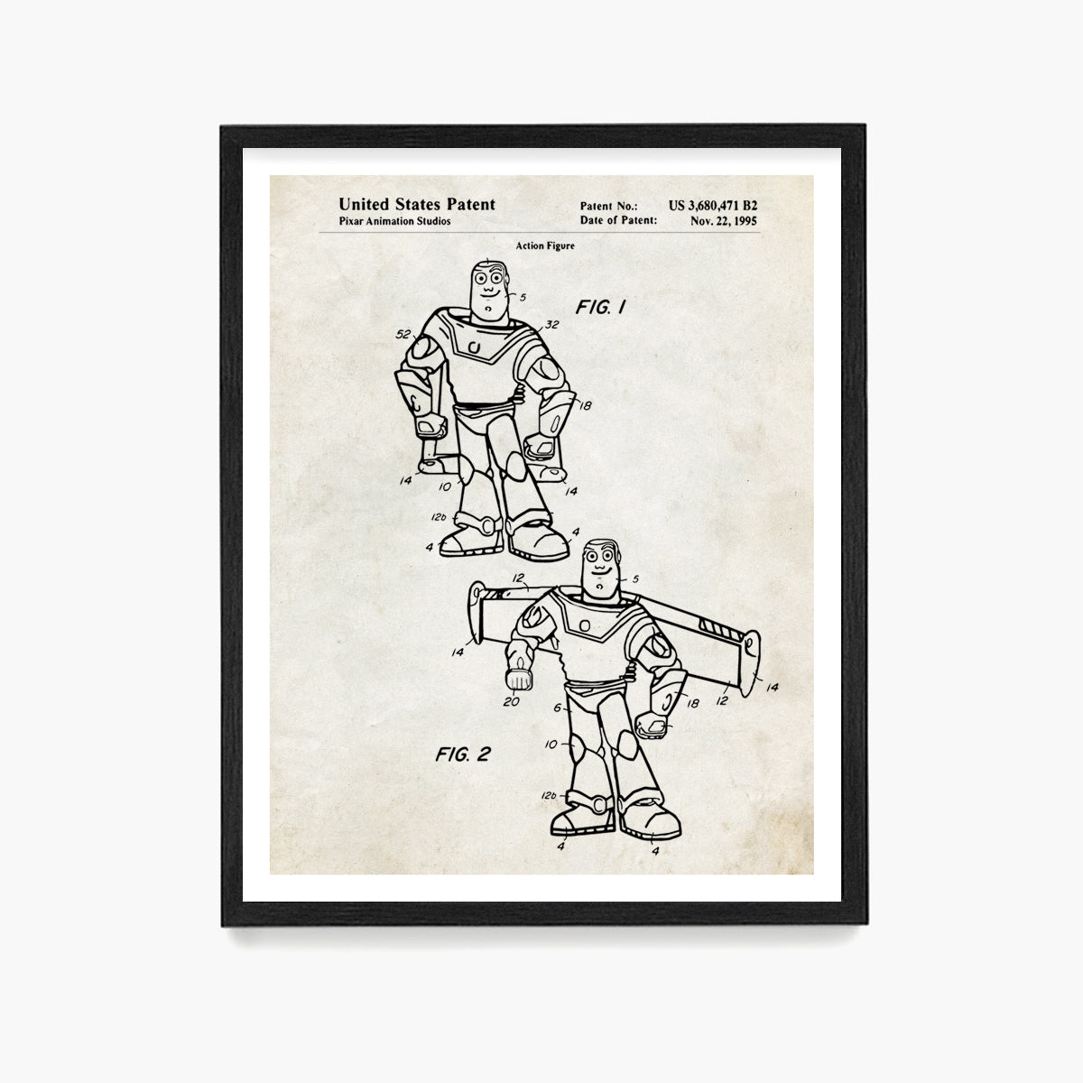 Buzz Lightyear Toy Story Patent Poster, Toy Story Patent Wall Art
