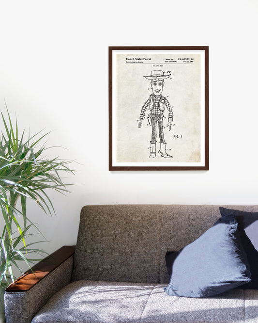 Woody Toy Story Patent Poster, Toy Story Patent Wall Art