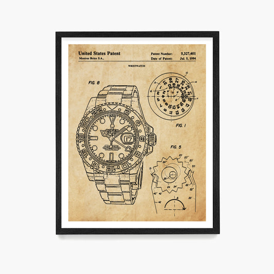 Rolex Watch Patent Poster, Watch Wall Art