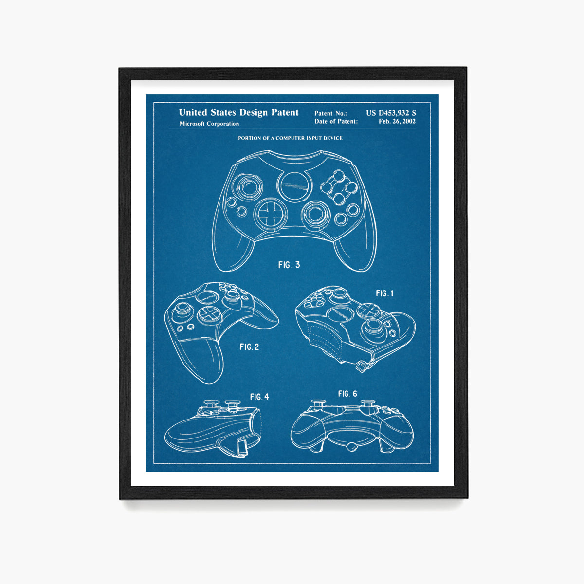 Xbox Controller Patent Poster, Video Game Wall Art