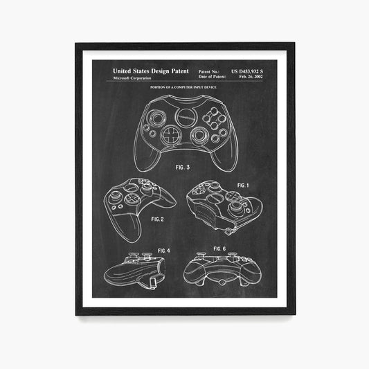 Xbox Controller Patent Poster, Video Game Wall Art